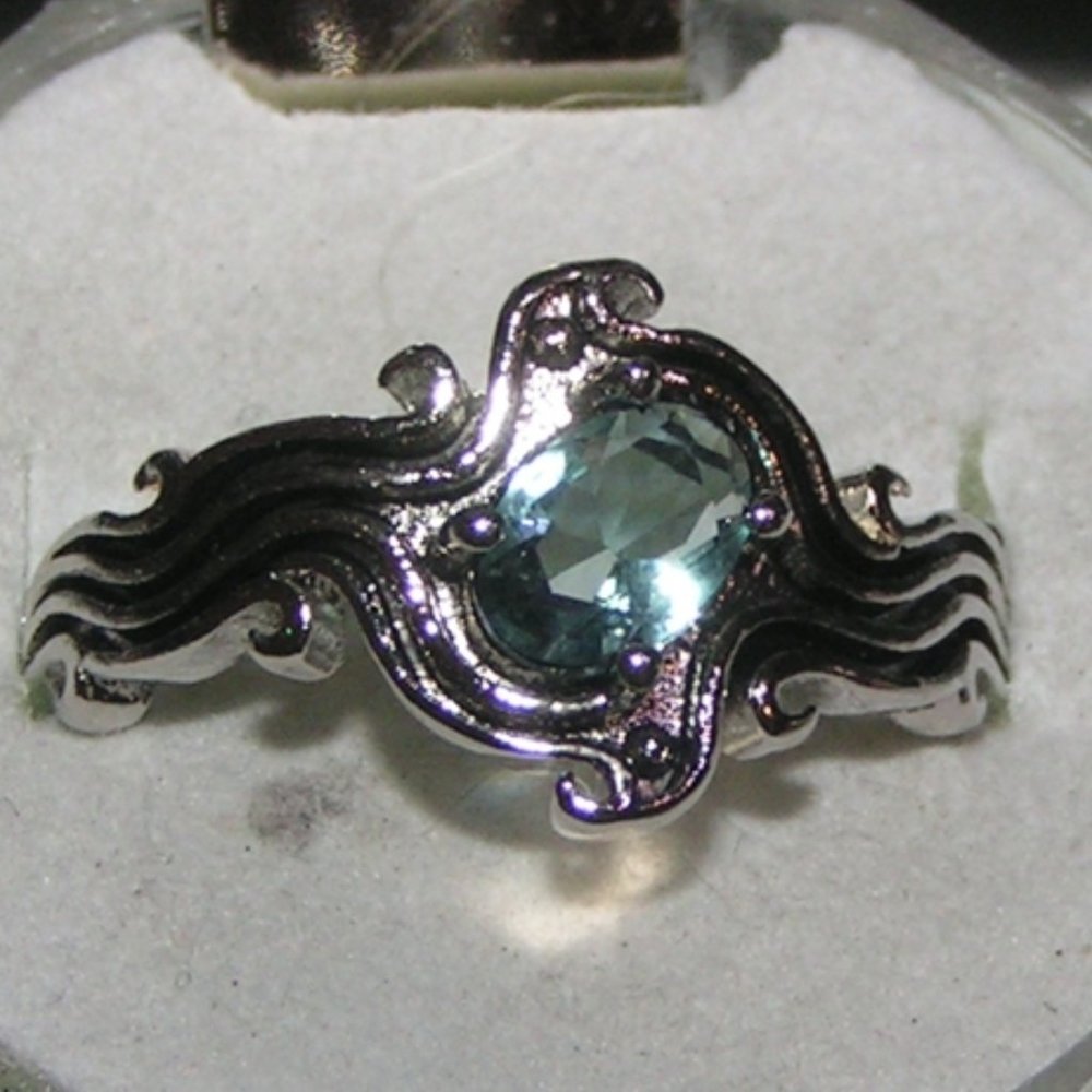 NWOT Blue Topaz Antiqued Silver Fashion Ring